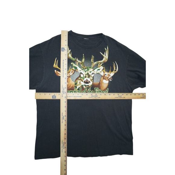 Vintage Survival of the Fittest Camo Deer Graphic Tee – Black – Size XL – - Picture 4 of 4